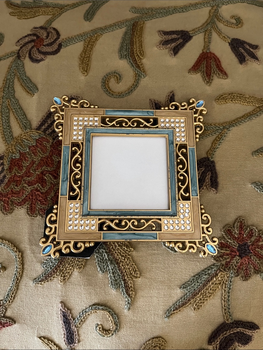Ornate Gold and Teal Decorative Photo Frame - Picture 2 of 5